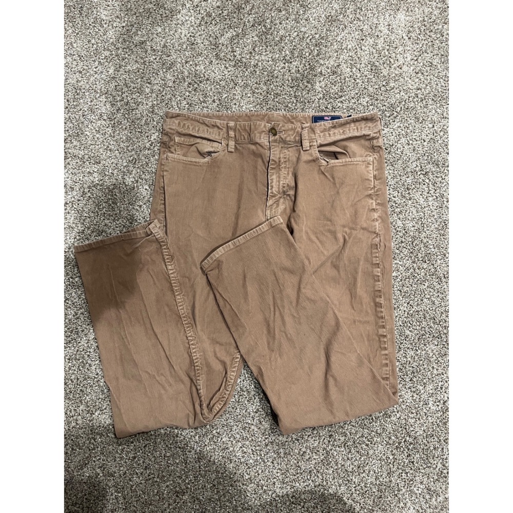Vineyard Vines Mens Tan Corduroy Straight Leg Pants Brown 32x30 Stretch Cotton